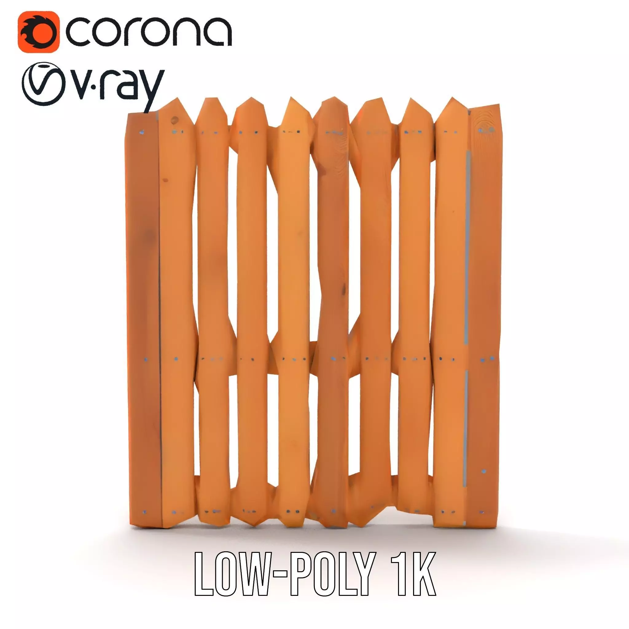 Classic Wooden Fence model pack Low-poly 3D model_10