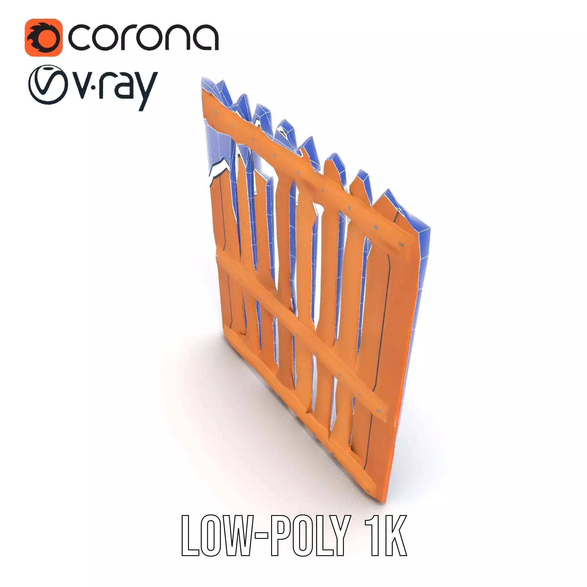 Classic Wooden Fence model pack Low-poly 3D model_26