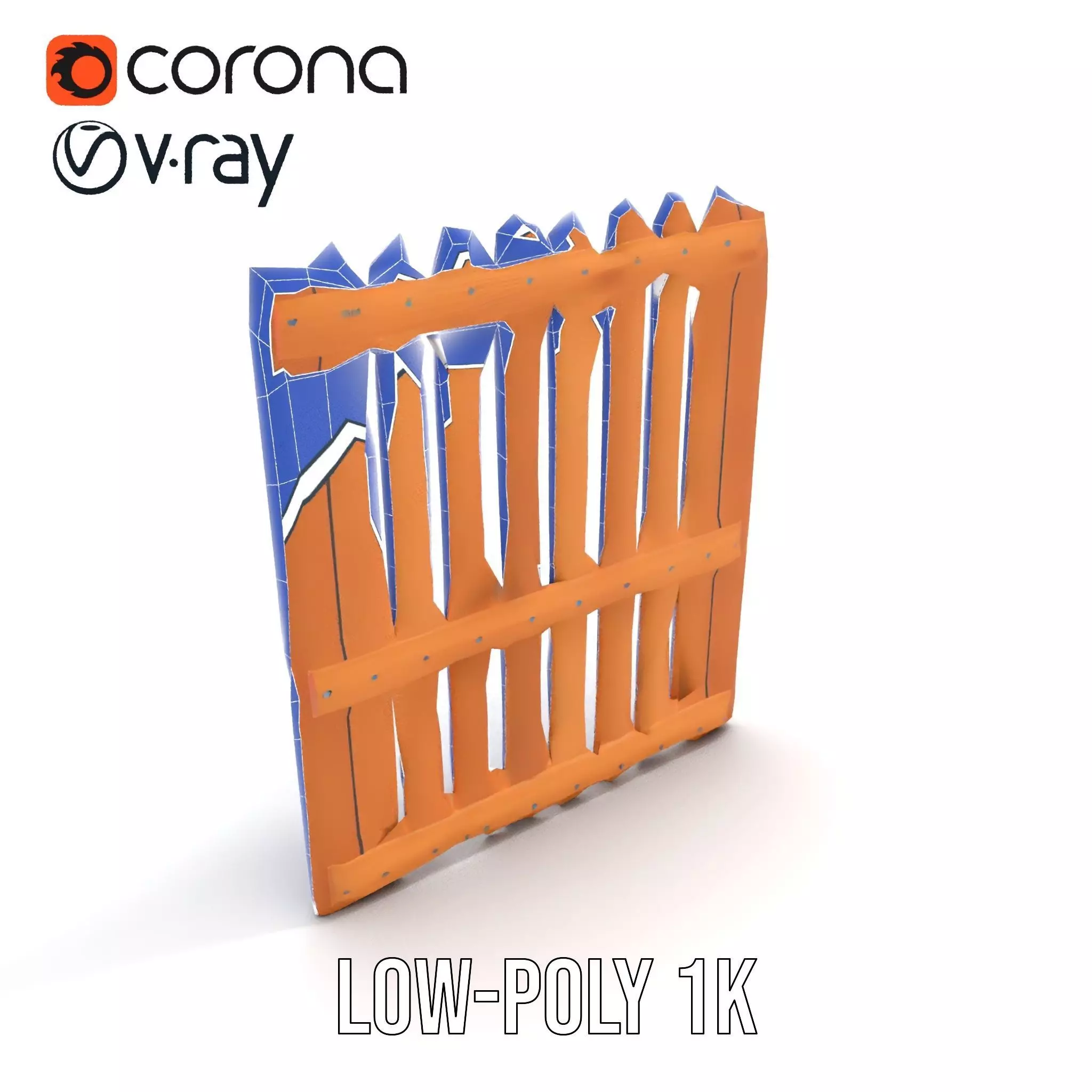 Classic Wooden Fence model pack Low-poly 3D model_13