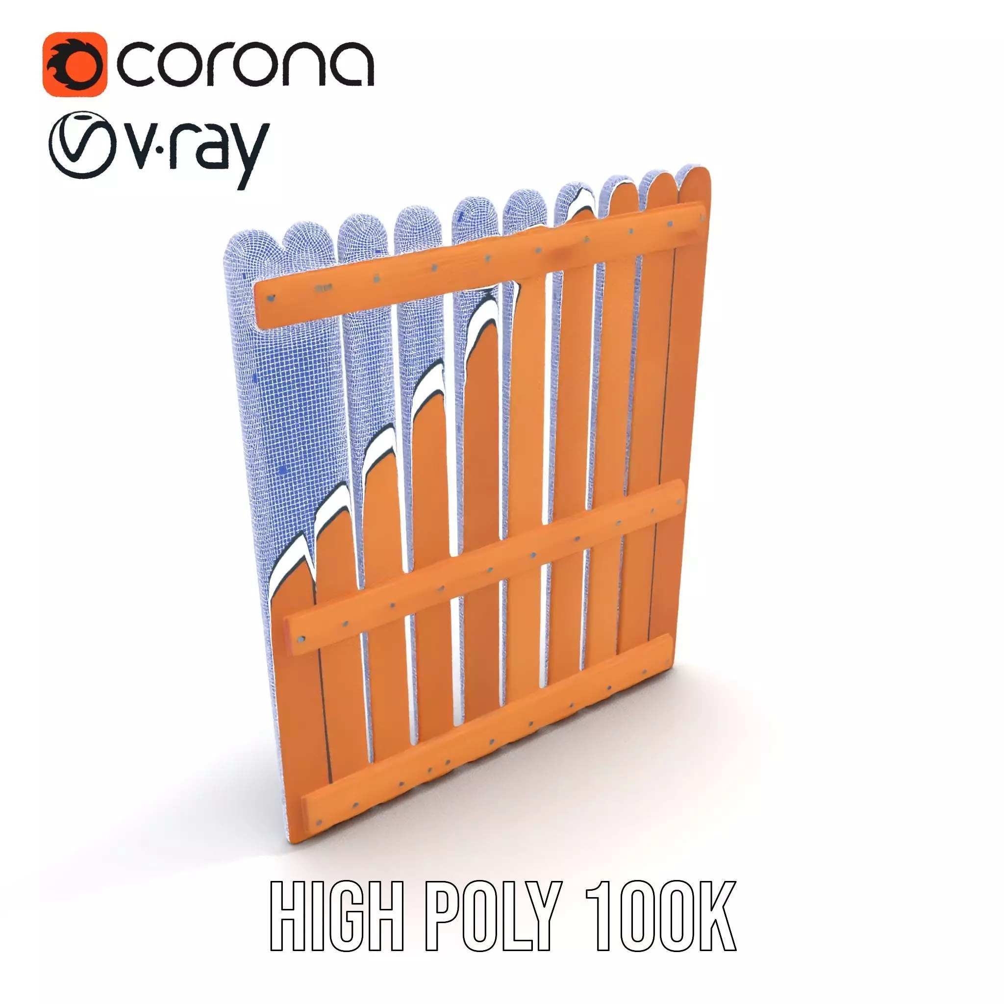 Classic Wooden Fence model pack Low-poly 3D model_30
