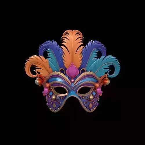 2172  Venetian Carnival Mask Color 3D Model  magic