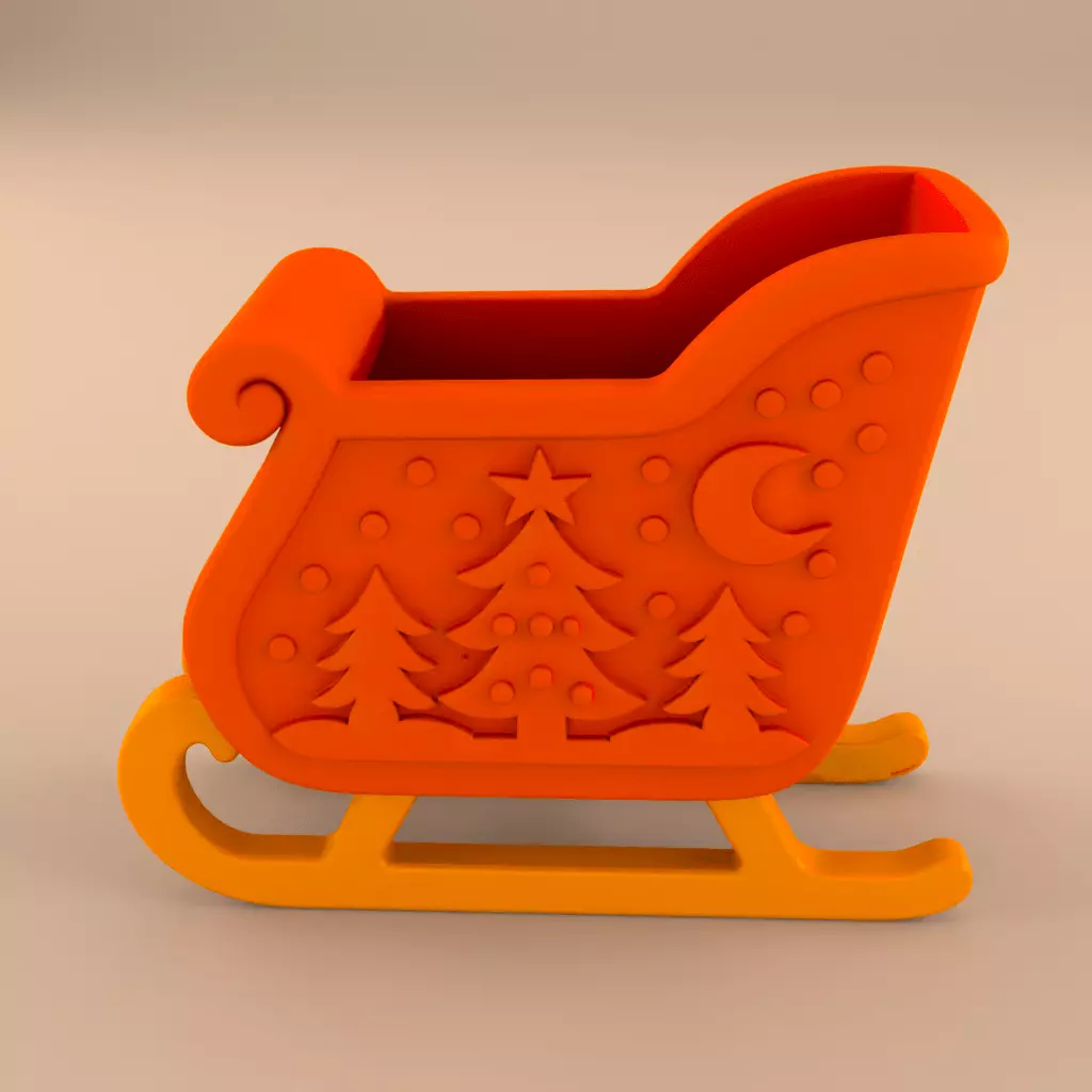 Christmas Sleigh Planter 3D Print STL 3D print model_1