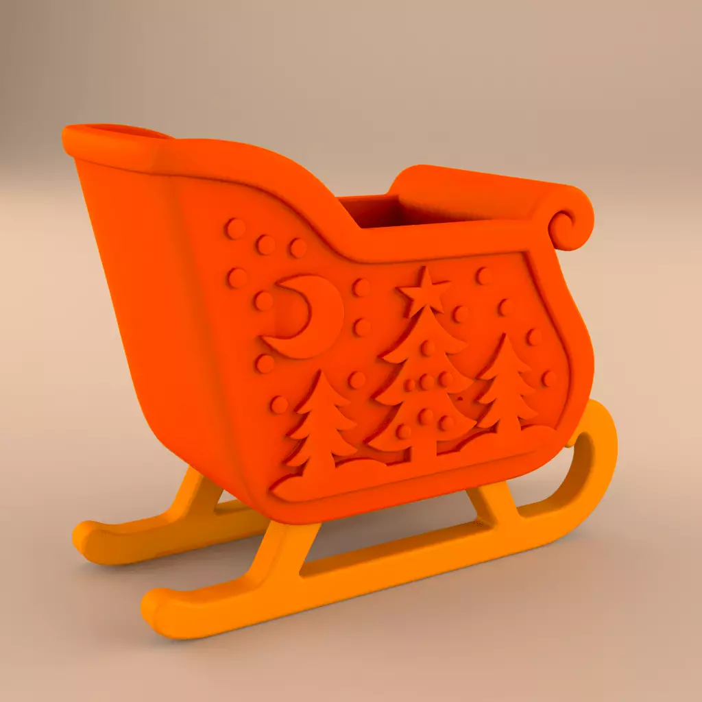 Christmas Sleigh Planter 3D Print STL 3D print model_3