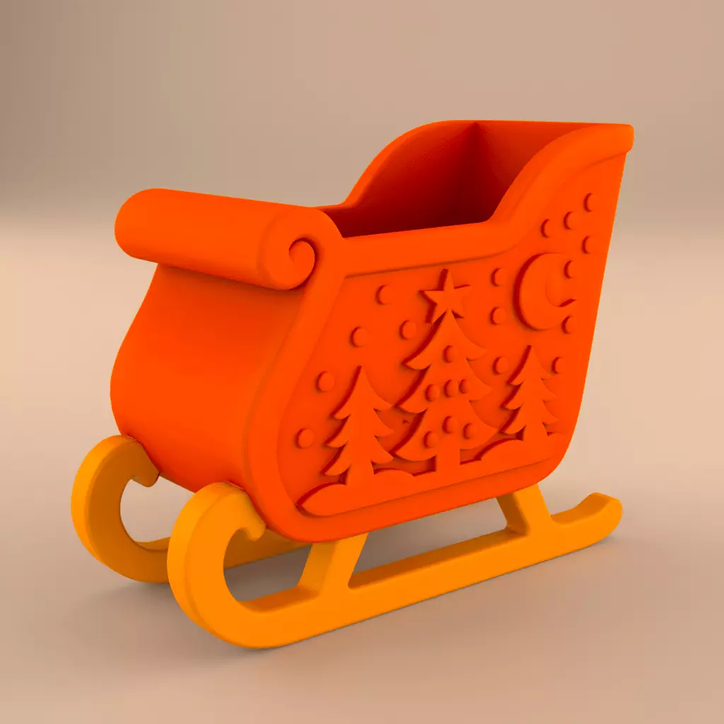 Christmas Sleigh Planter 3D Print STL 3D print model_0