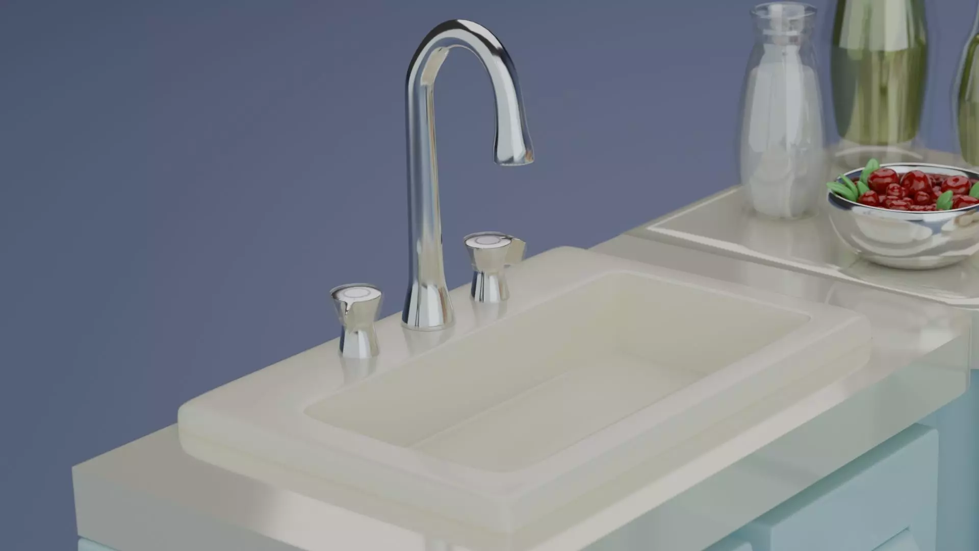 Kitchen Cabinet and Accessories Props Set Low-poly 3D model_5