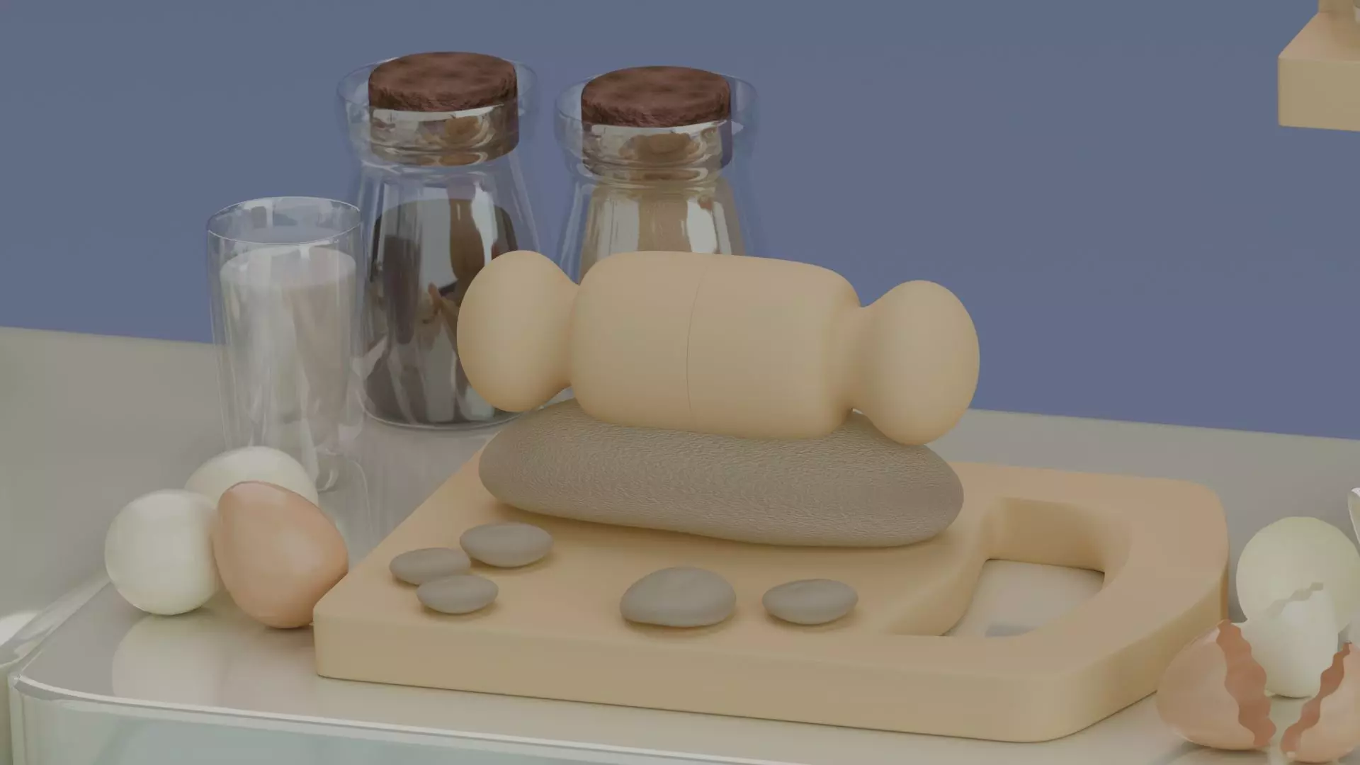 Kitchen Cabinet and Accessories Props Set Low-poly 3D model_3