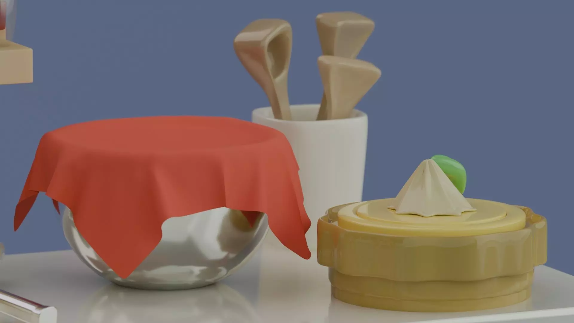 Kitchen Cabinet and Accessories Props Set Low-poly 3D model_1