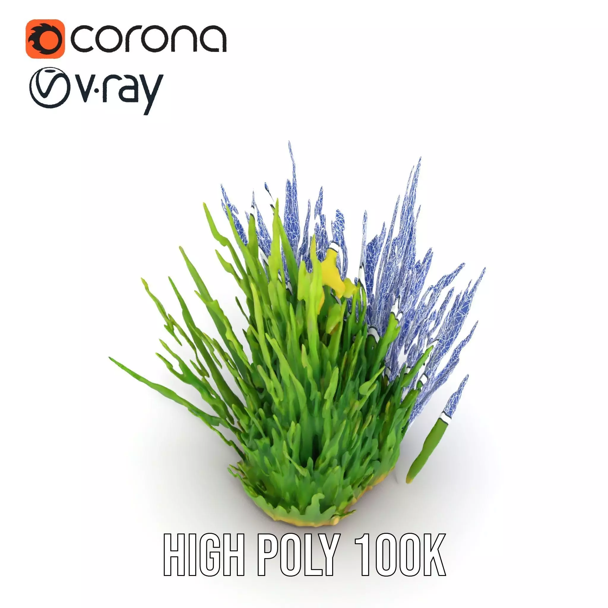 Vibrant Grass Cluster model pack Low-poly 3D model_33
