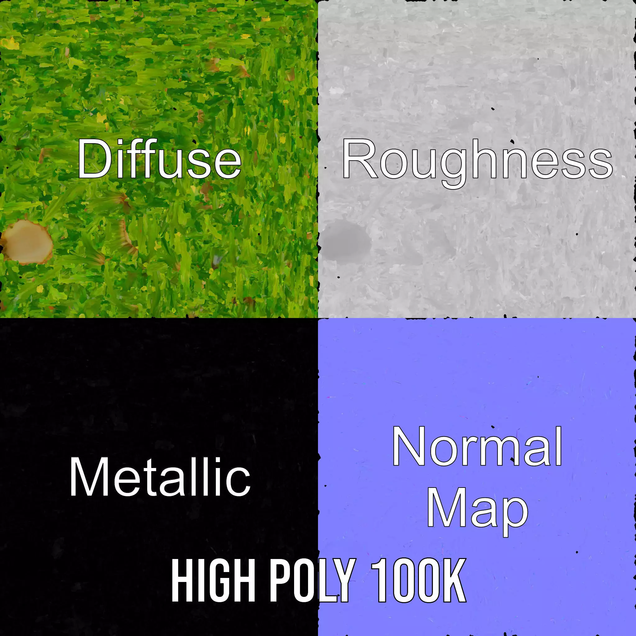 Vibrant Grass Cluster model pack Low-poly 3D model_4