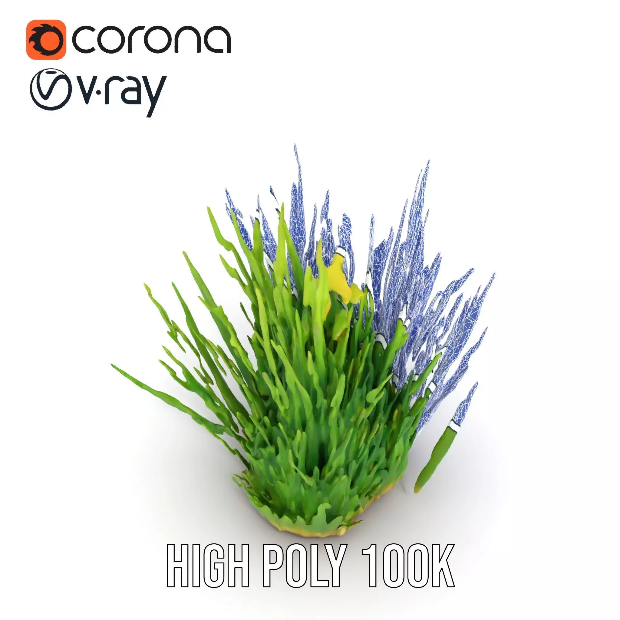 Vibrant Grass Cluster model pack Low-poly 3D model_12
