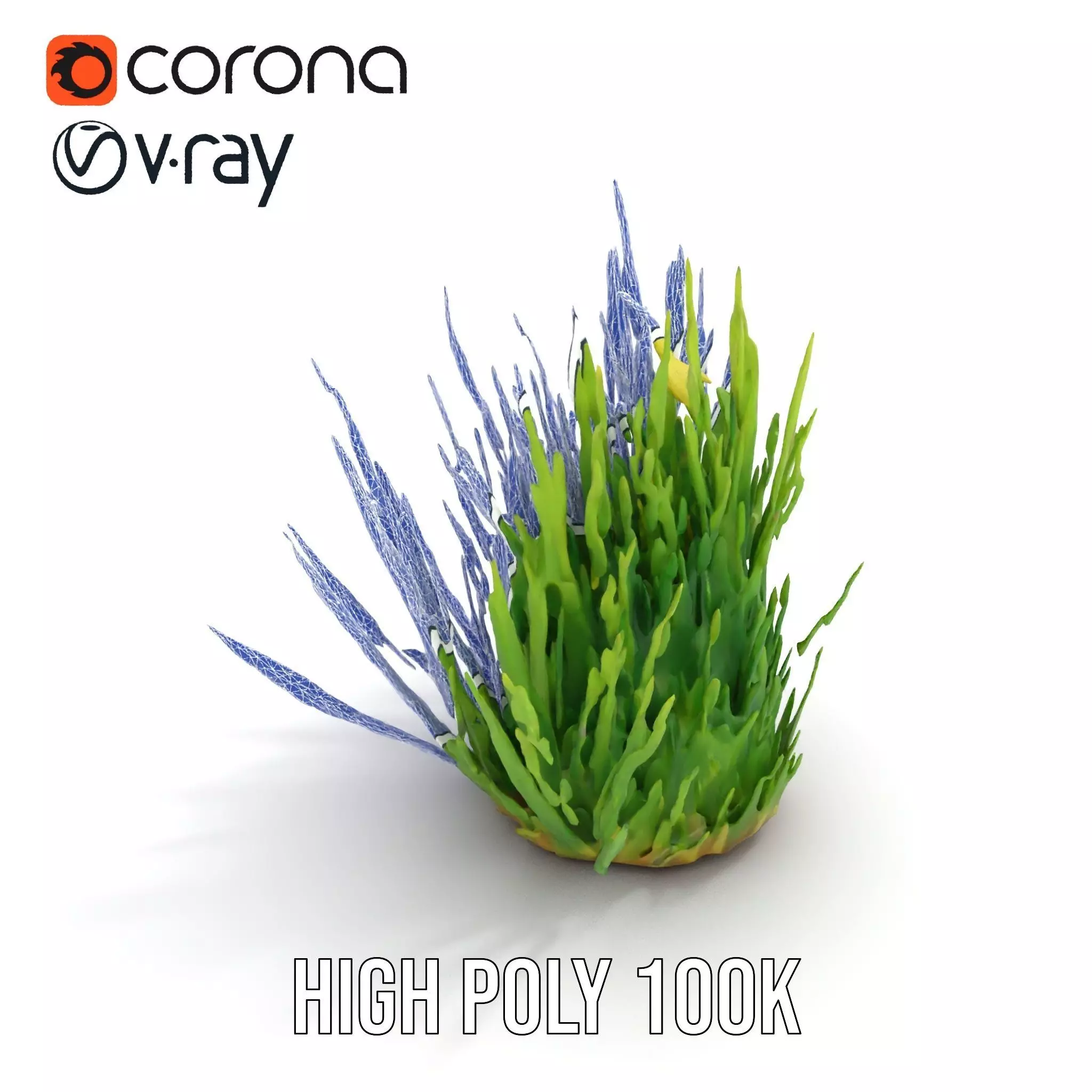 Vibrant Grass Cluster model pack Low-poly 3D model_34