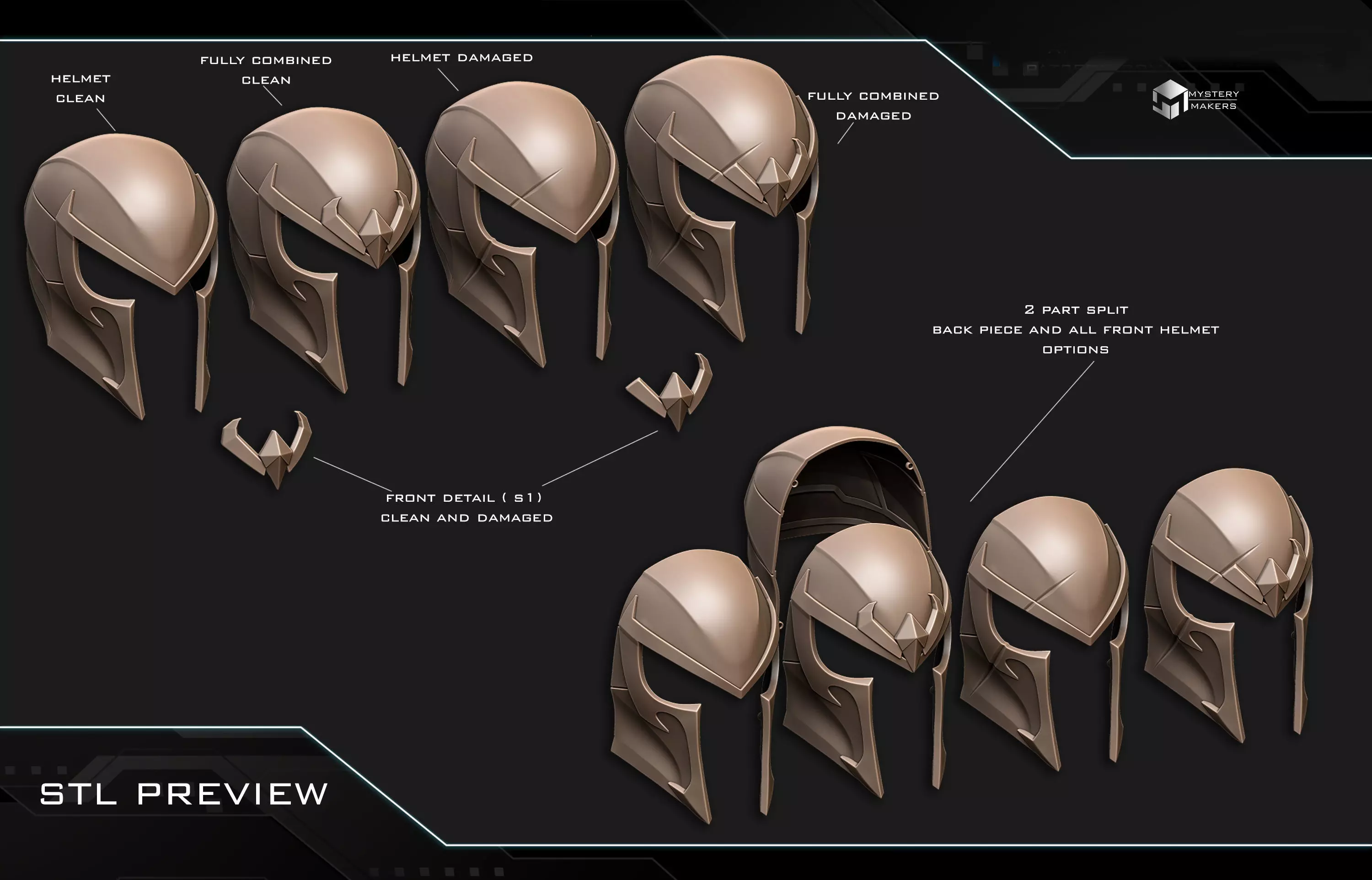 Magneto helmet 3D print model_2