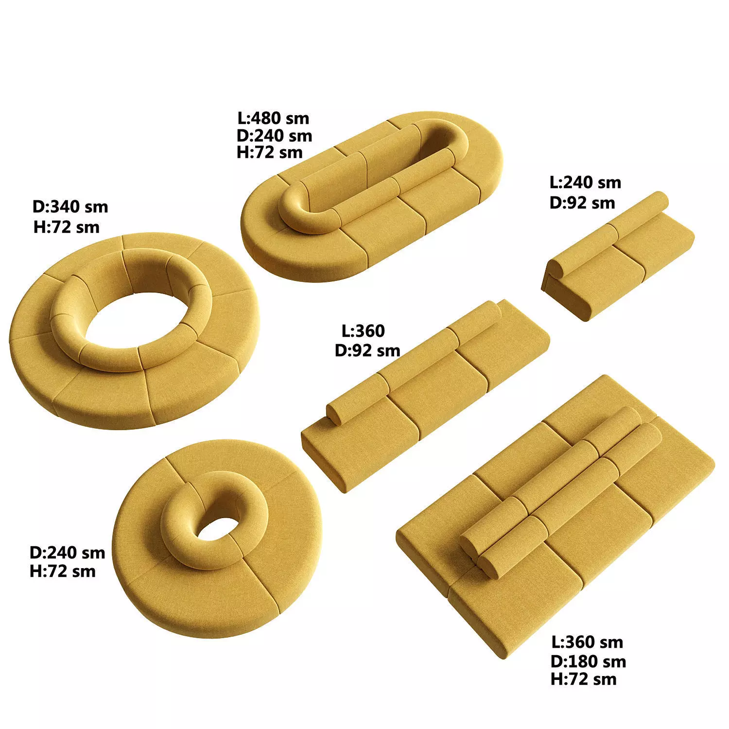 Nuans Design Moon Sofas 3D model_2