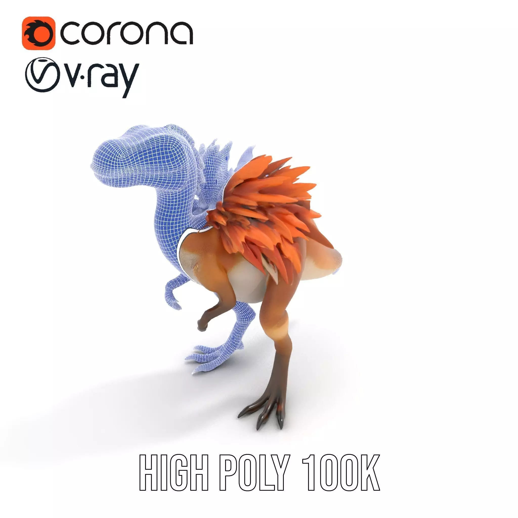 Feathered Dinosaur model pack Low-poly 3D model_34