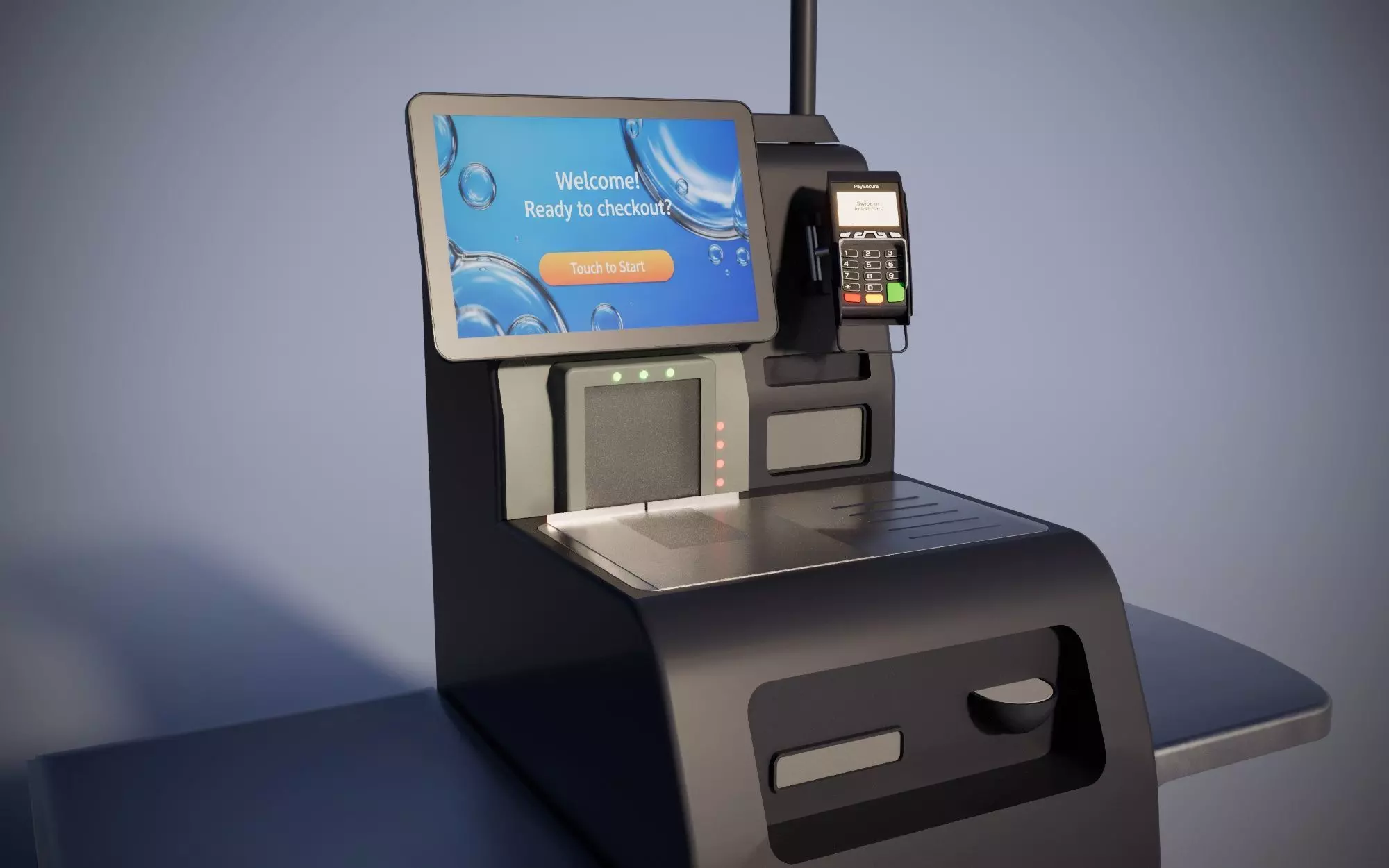 Supermarket self checkout till 3D model_2