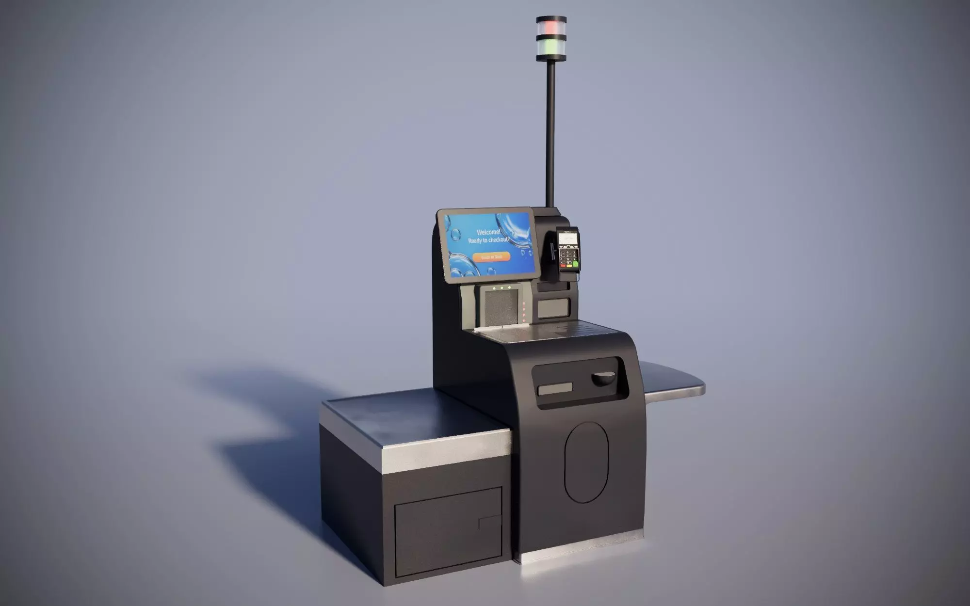 Supermarket self checkout till 3D model_1