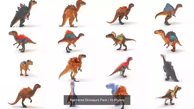 Feathered Dinosaurs Pack 3D Model Collection