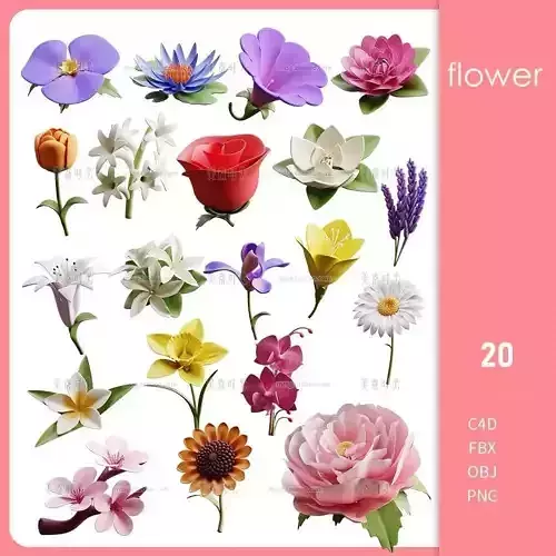 20 cartoon flower plant game ready Low poly 3D model 3D model 20 cartoon flower plant game ready Low poly 3D model 3D model