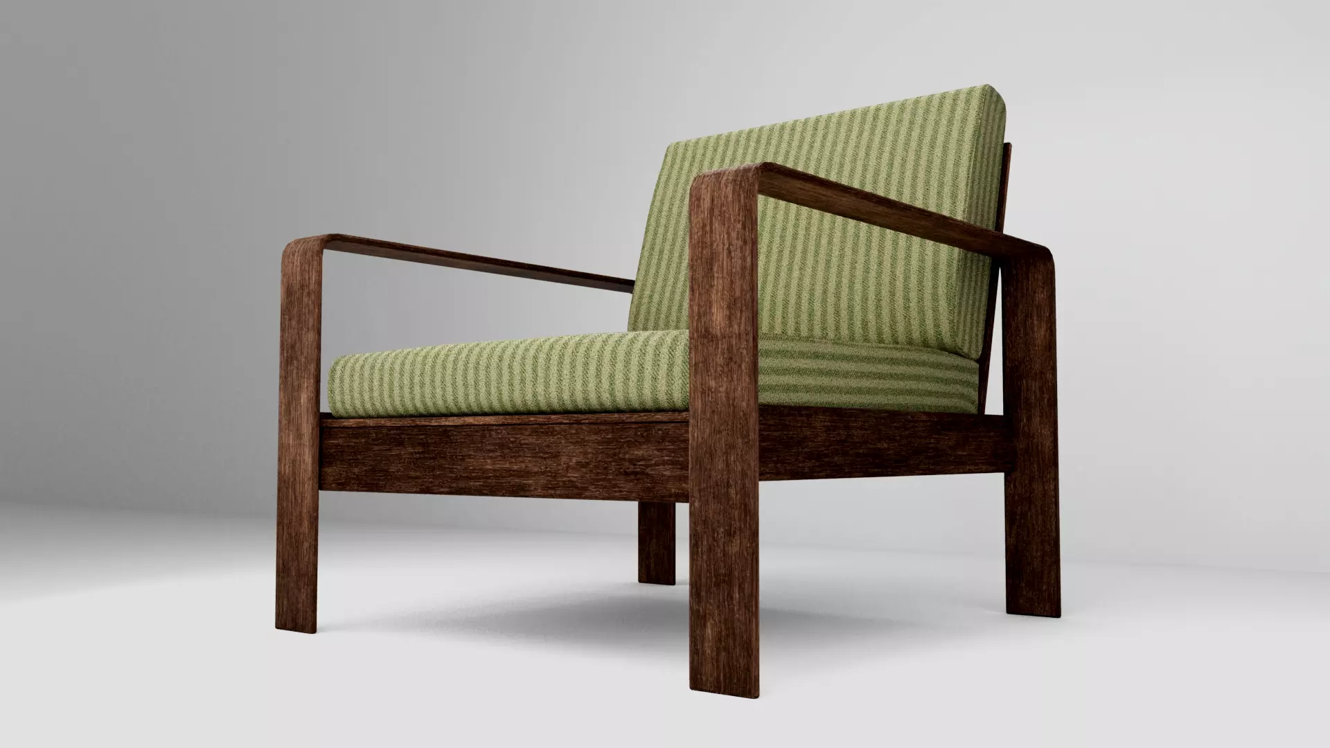Modern Wooden Armchair  3D model_4