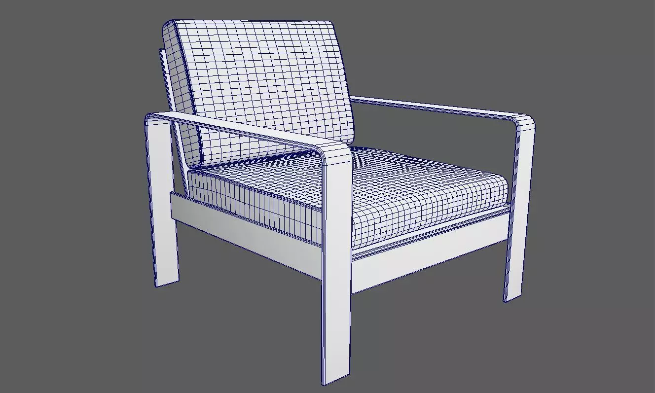 Modern Wooden Armchair  3D model_6