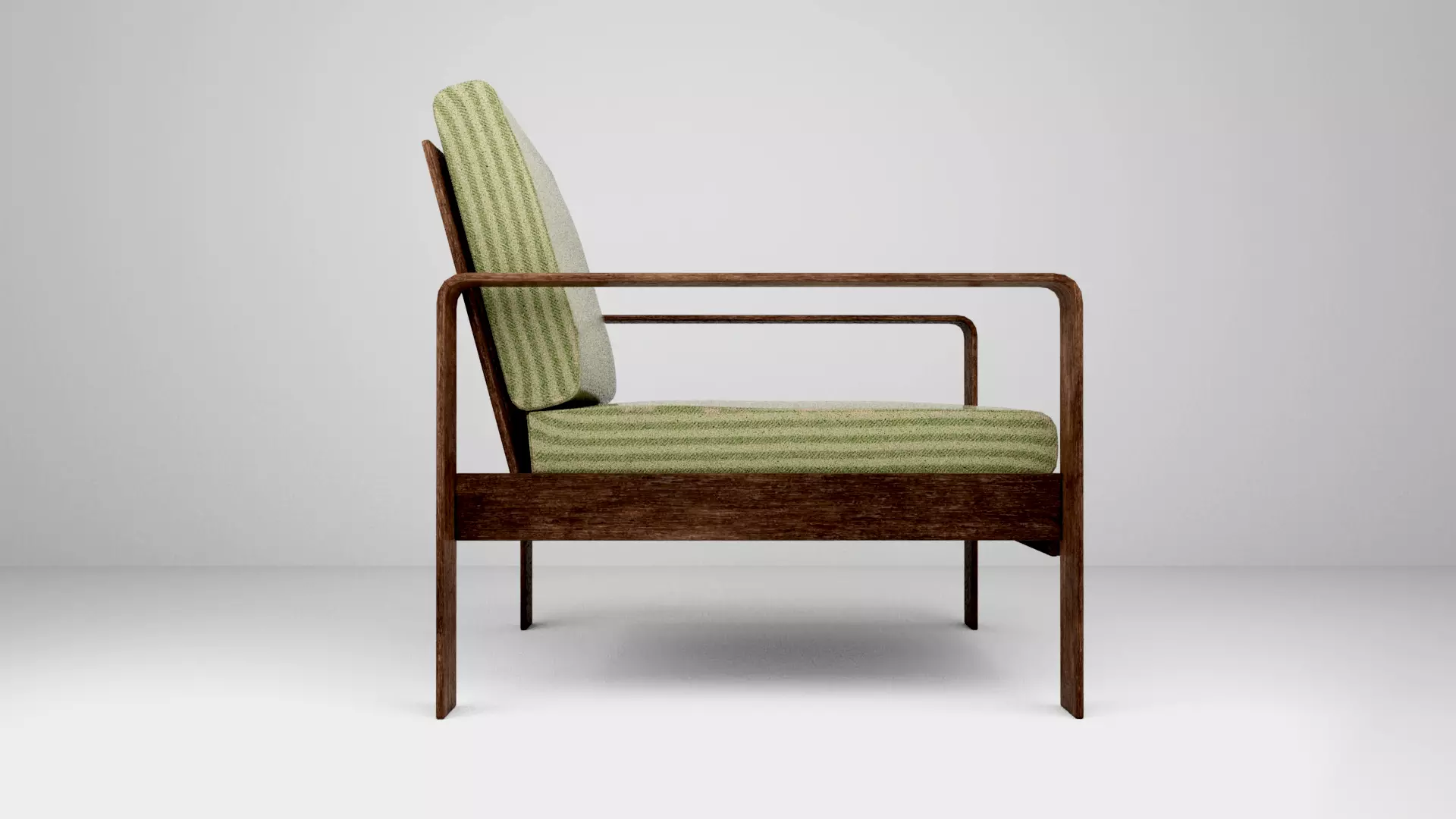 Modern Wooden Armchair  3D model_2