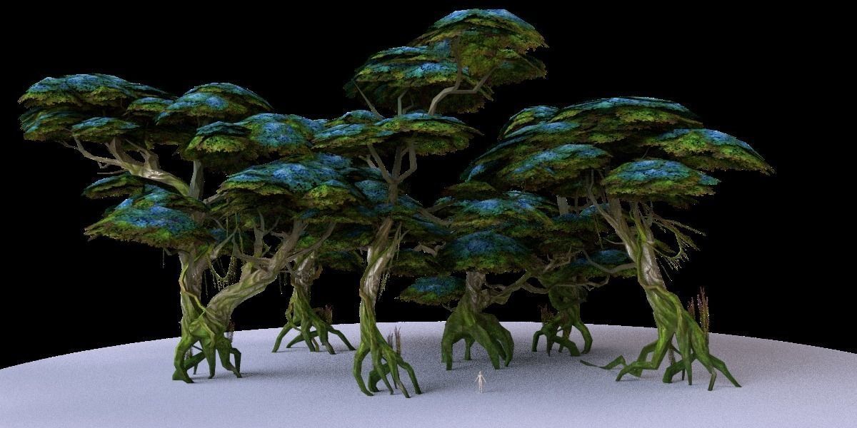 Low Poly Tree Collection two trees and man Low-poly 3D model_13