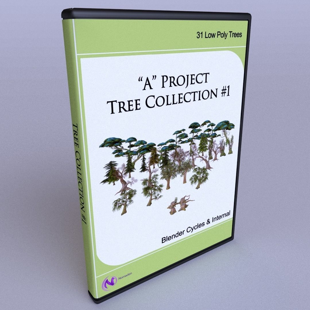 Low Poly Tree Collection two trees and man Low-poly 3D model_1