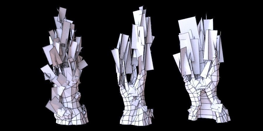 Low Poly Tree Collection two trees and man Low-poly 3D model_4