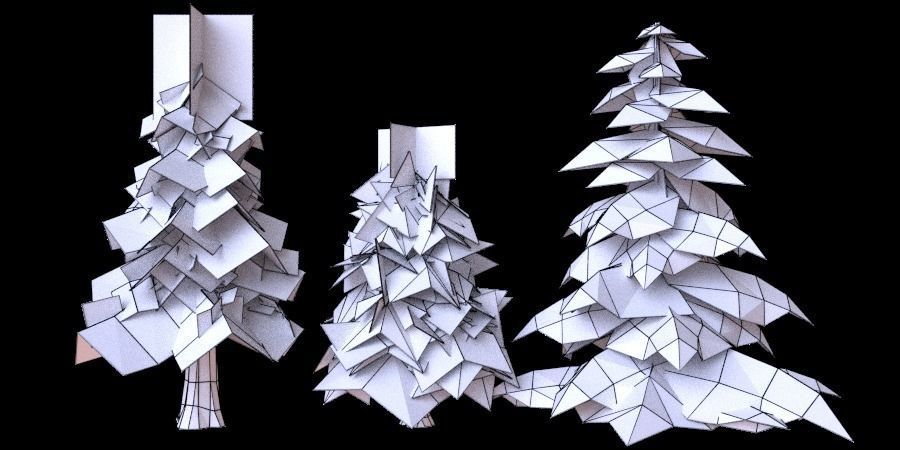 Low Poly Tree Collection two trees and man Low-poly 3D model_12