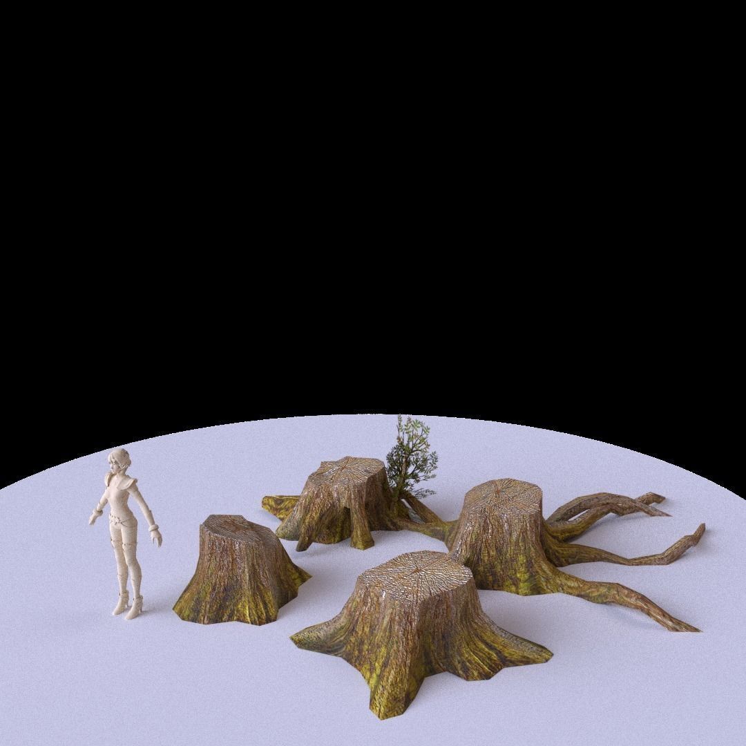 Low Poly Tree Collection two trees and man Low-poly 3D model_15