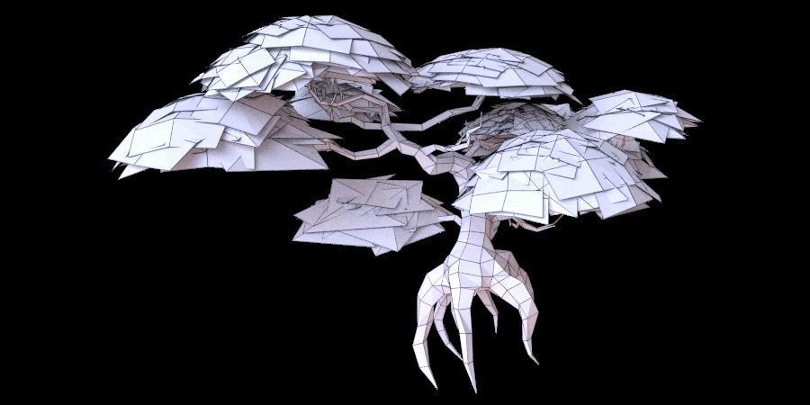 Low Poly Tree Collection two trees and man Low-poly 3D model_14