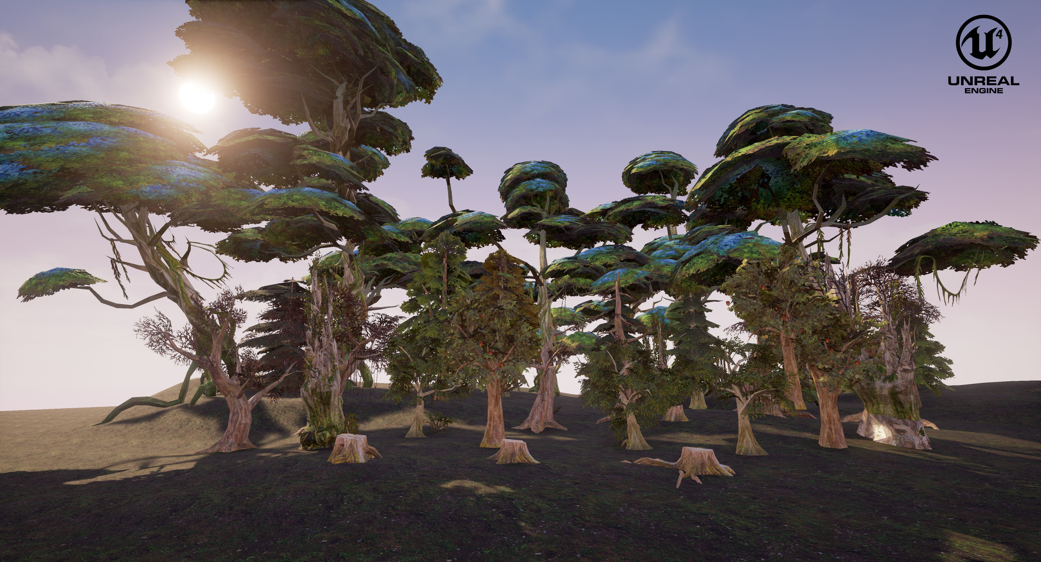 Low Poly Tree Collection two trees and man Low-poly 3D model_2