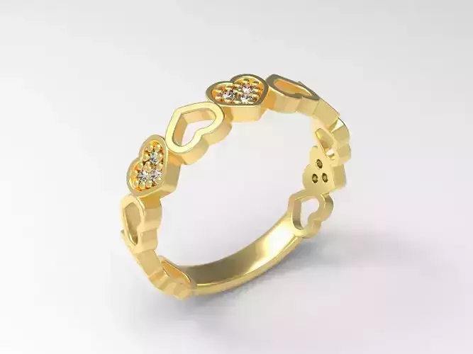 Anel coracao com pedras pequenas