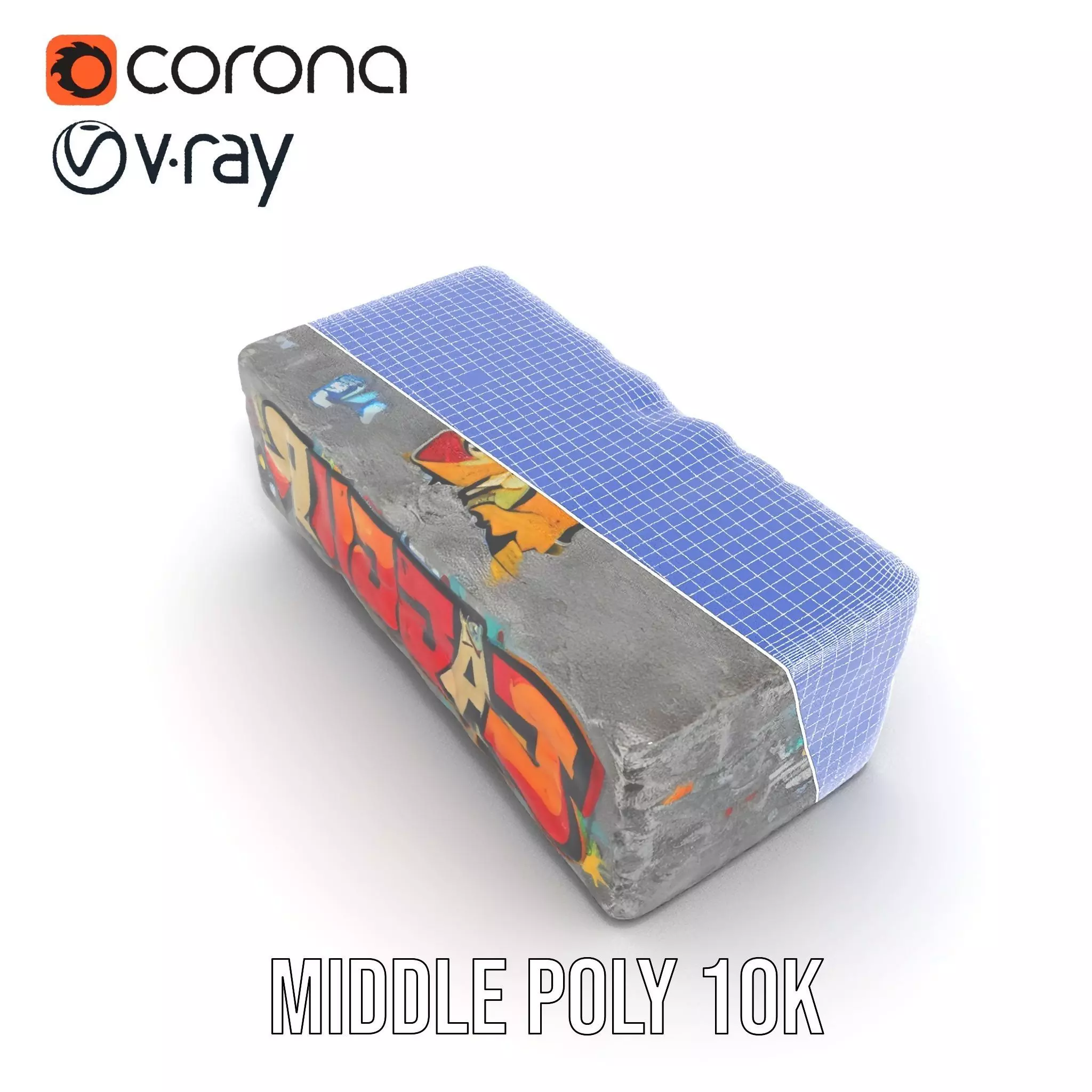 Graffiti Brick Wall model pack Low-poly 3D model_19