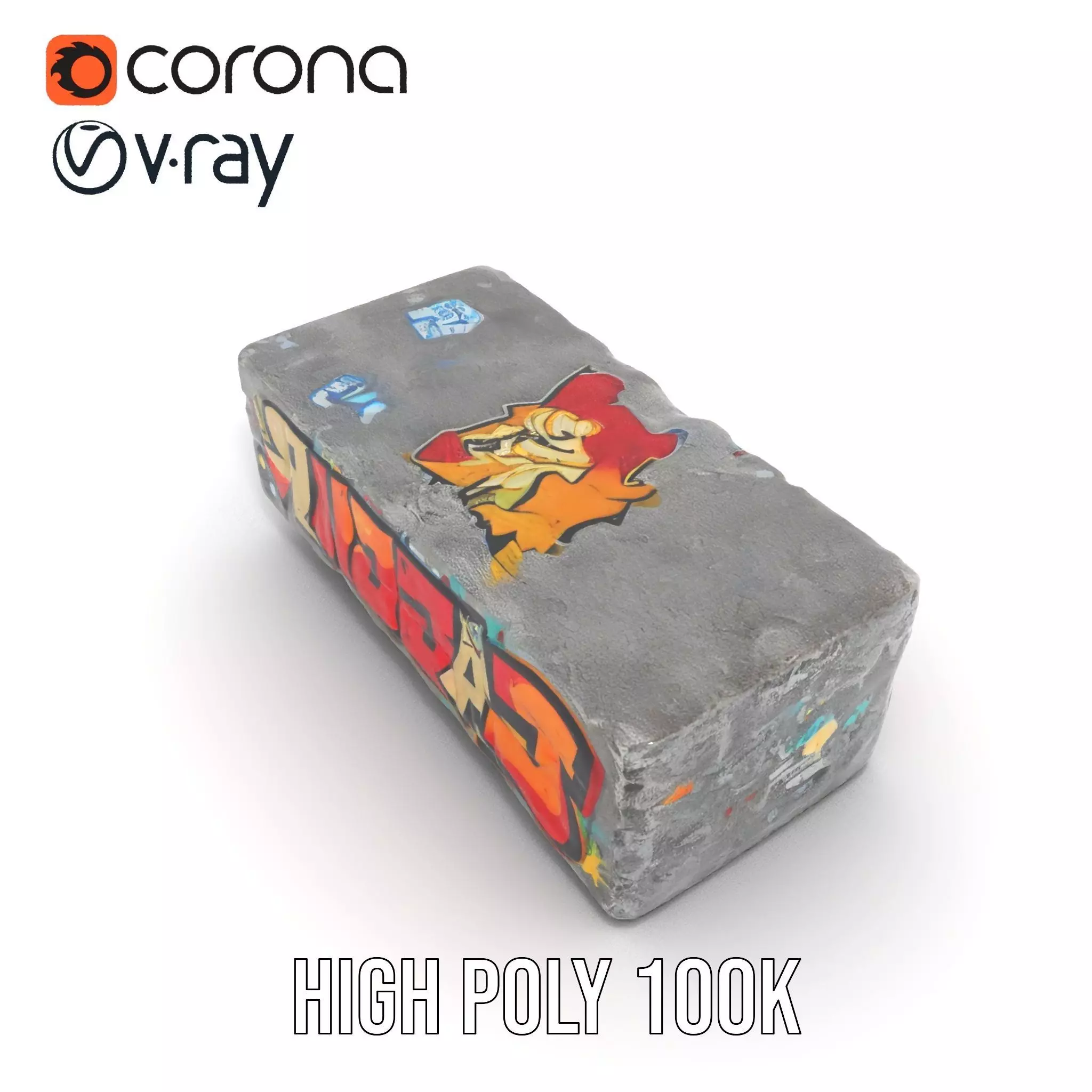 Graffiti Brick Wall model pack Low-poly 3D model_15