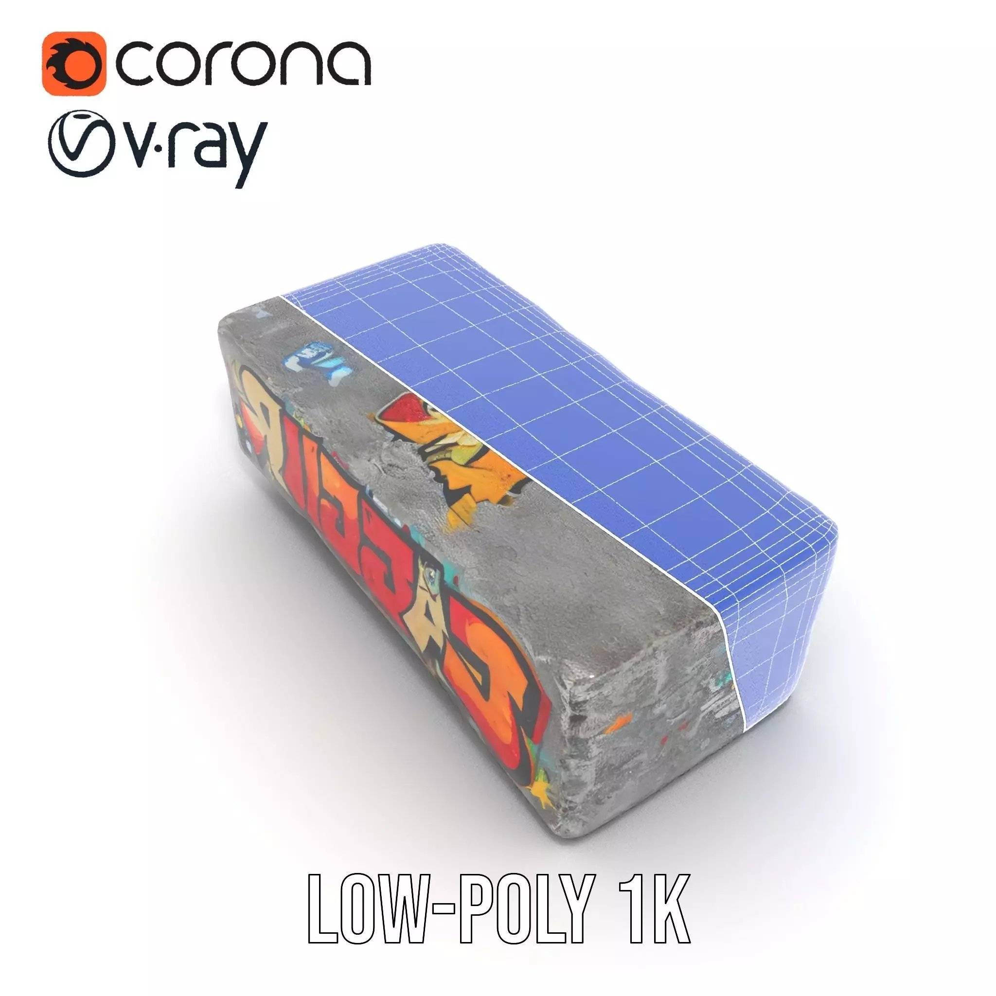 Graffiti Brick Wall model pack Low-poly 3D model_12
