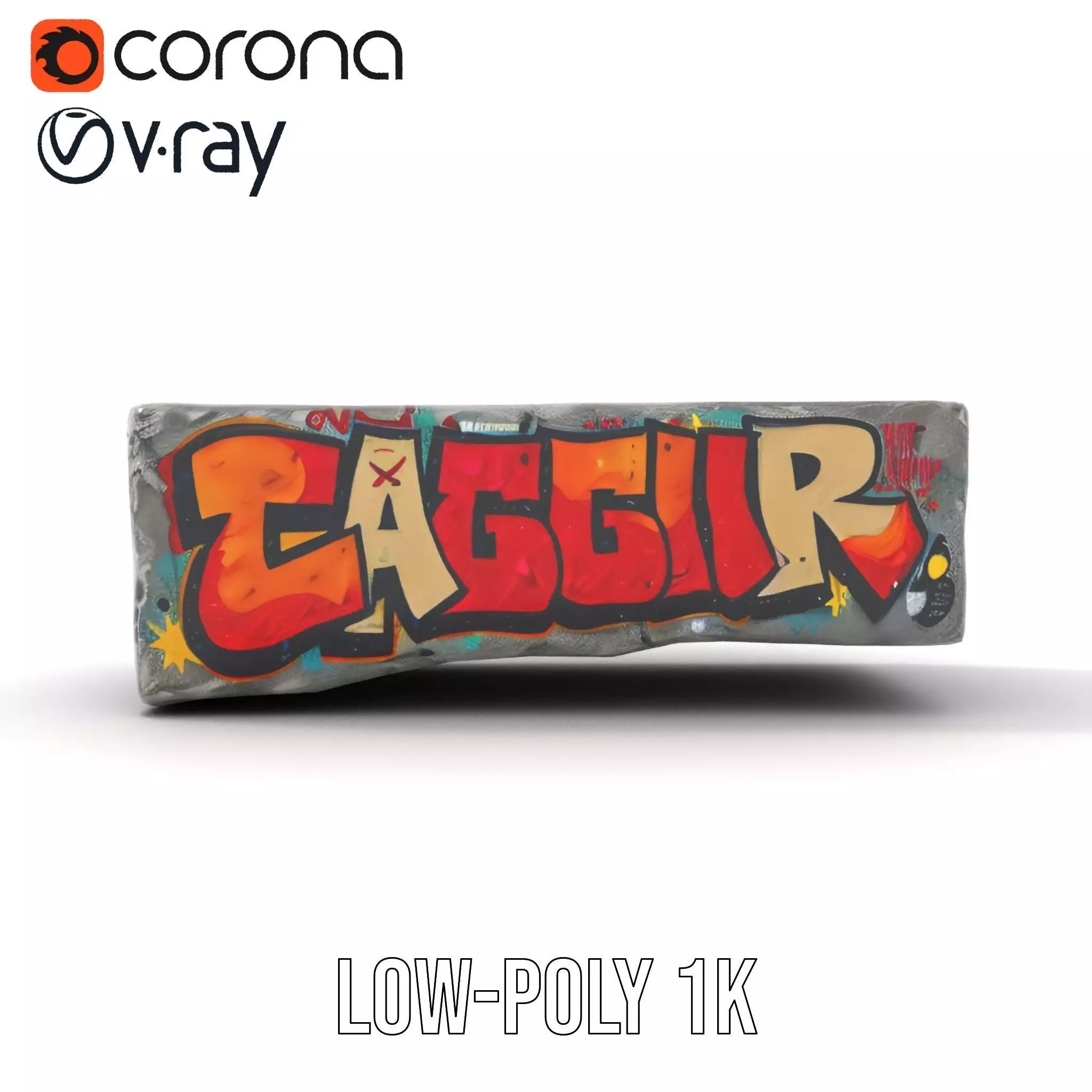 Graffiti Brick Wall model pack Low-poly 3D model_31