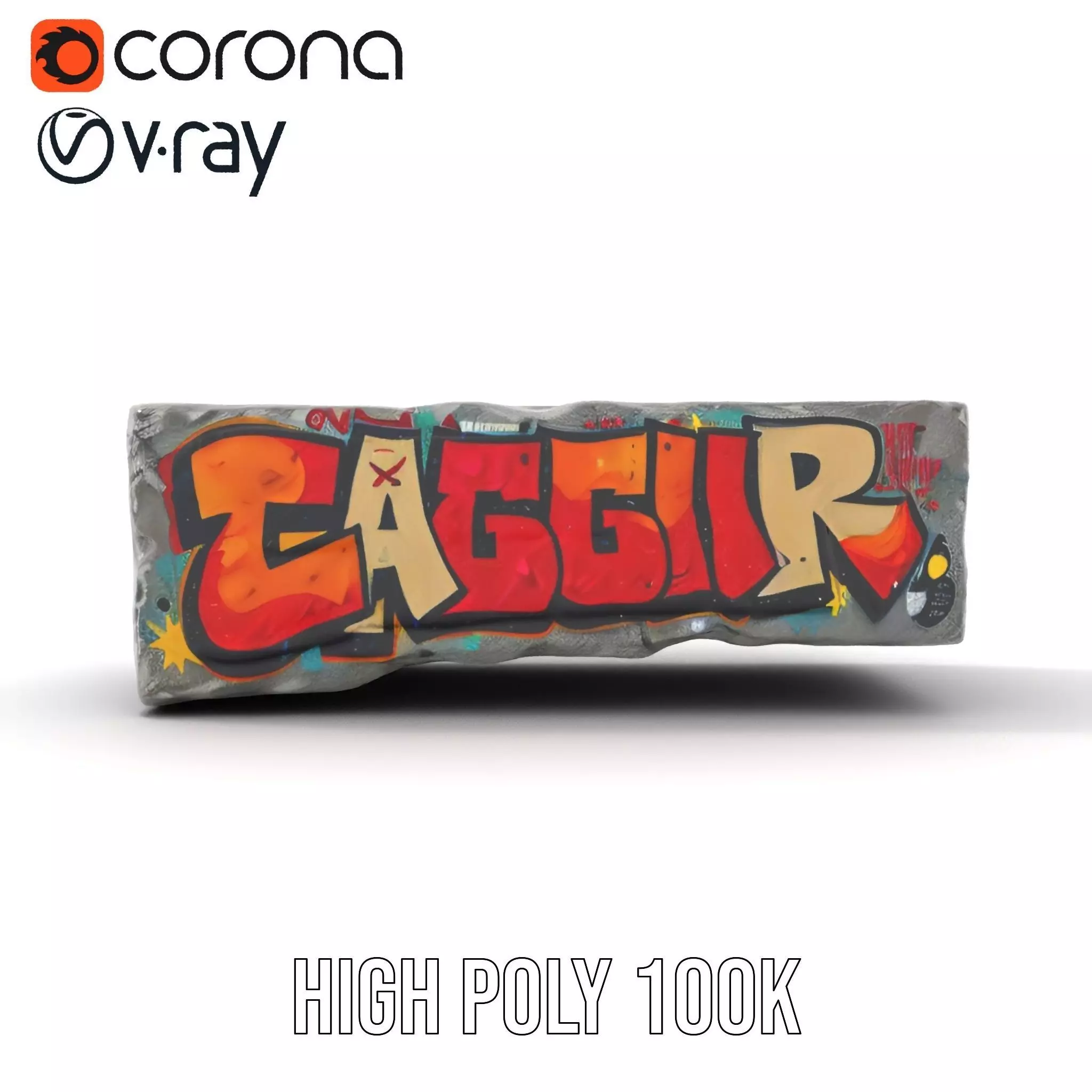 Graffiti Brick Wall model pack Low-poly 3D model_21