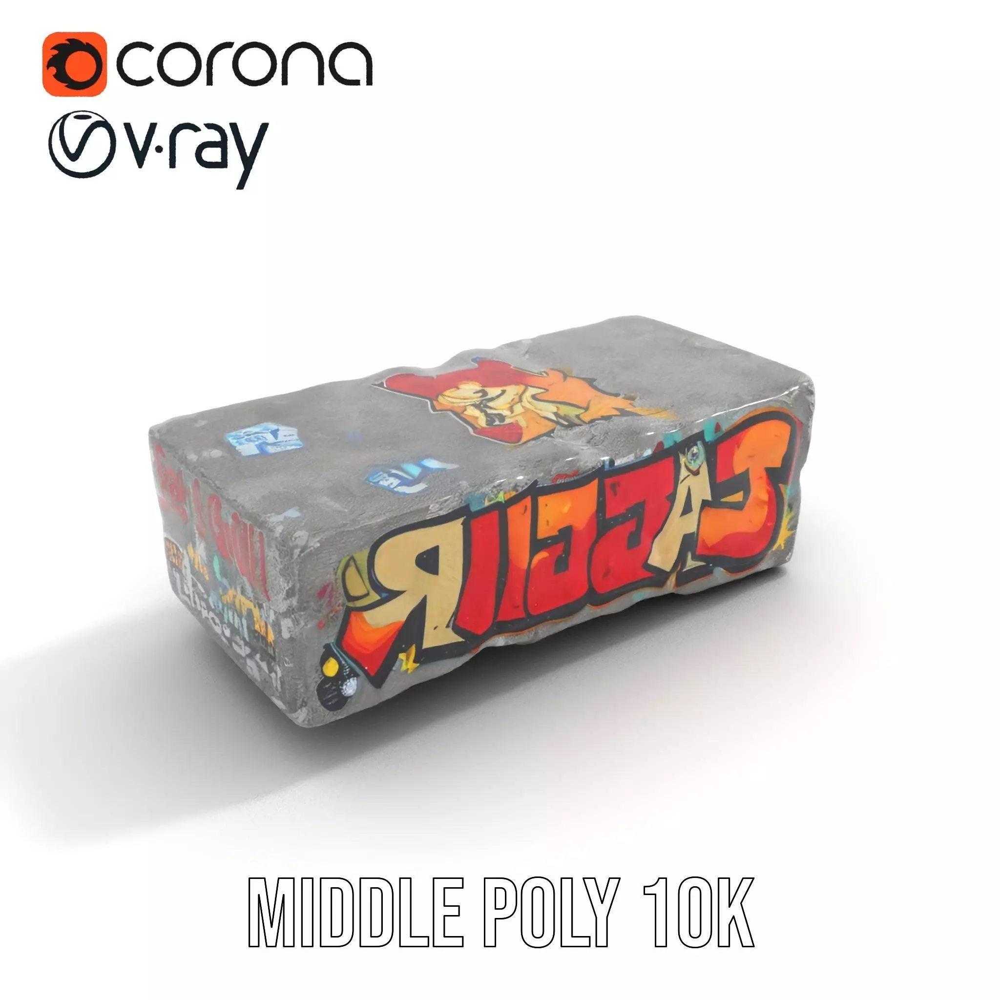 Graffiti Brick Wall model pack Low-poly 3D model_5