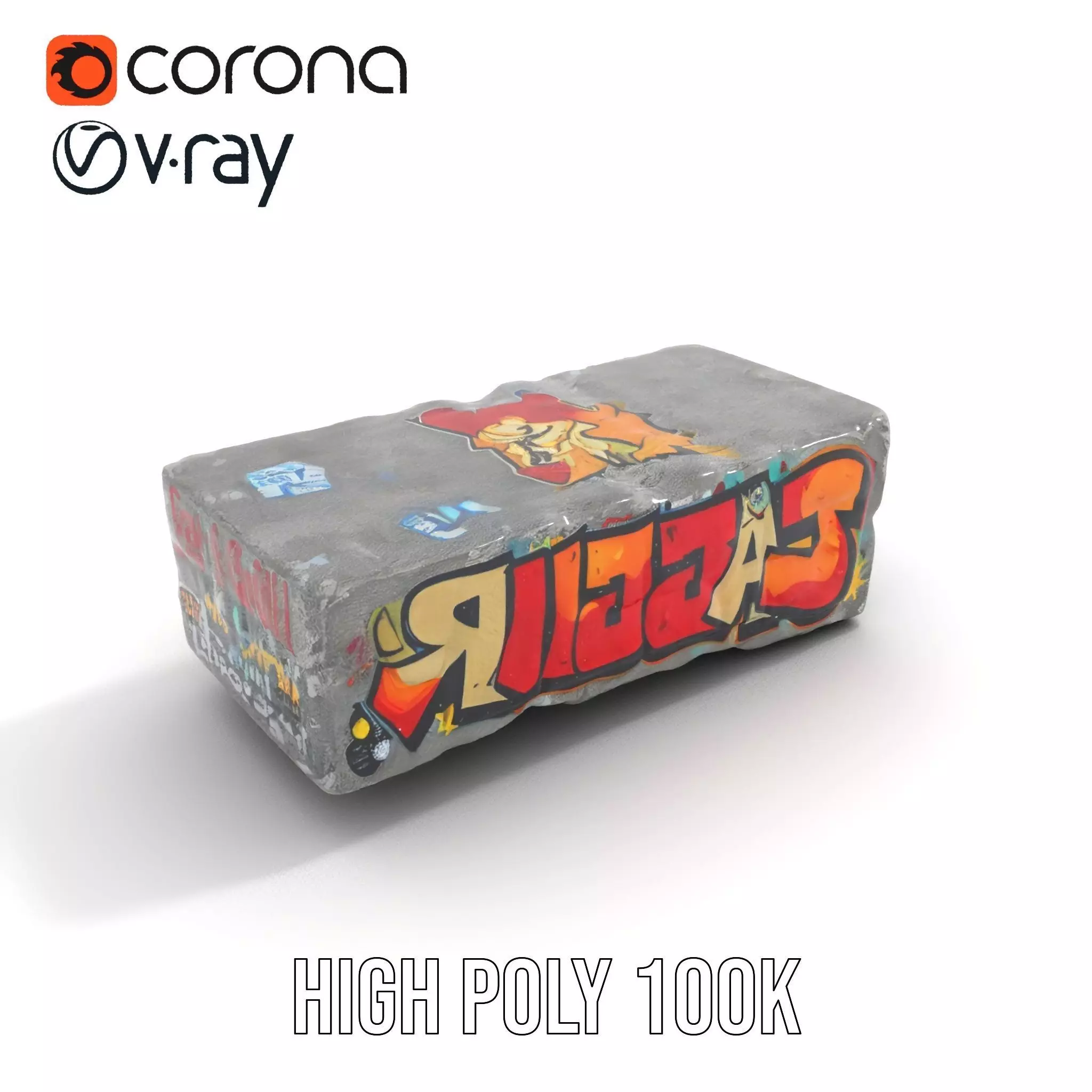 Graffiti Brick Wall model pack Low-poly 3D model_18