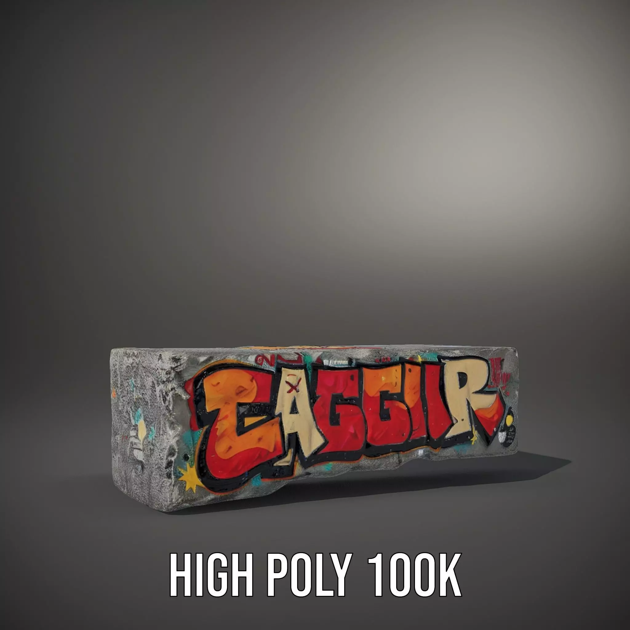 Graffiti Brick Wall model pack Low-poly 3D model_10