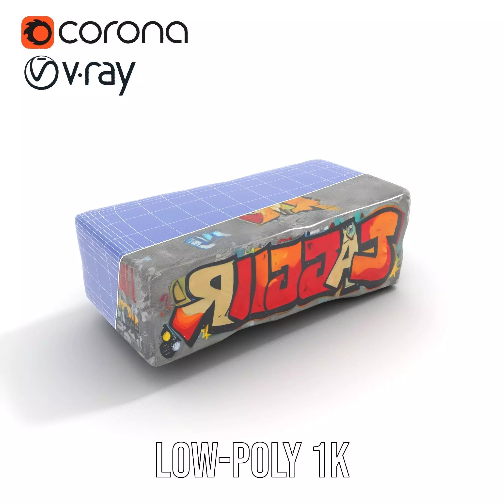 Graffiti Brick Wall model pack Low-poly 3D model_9