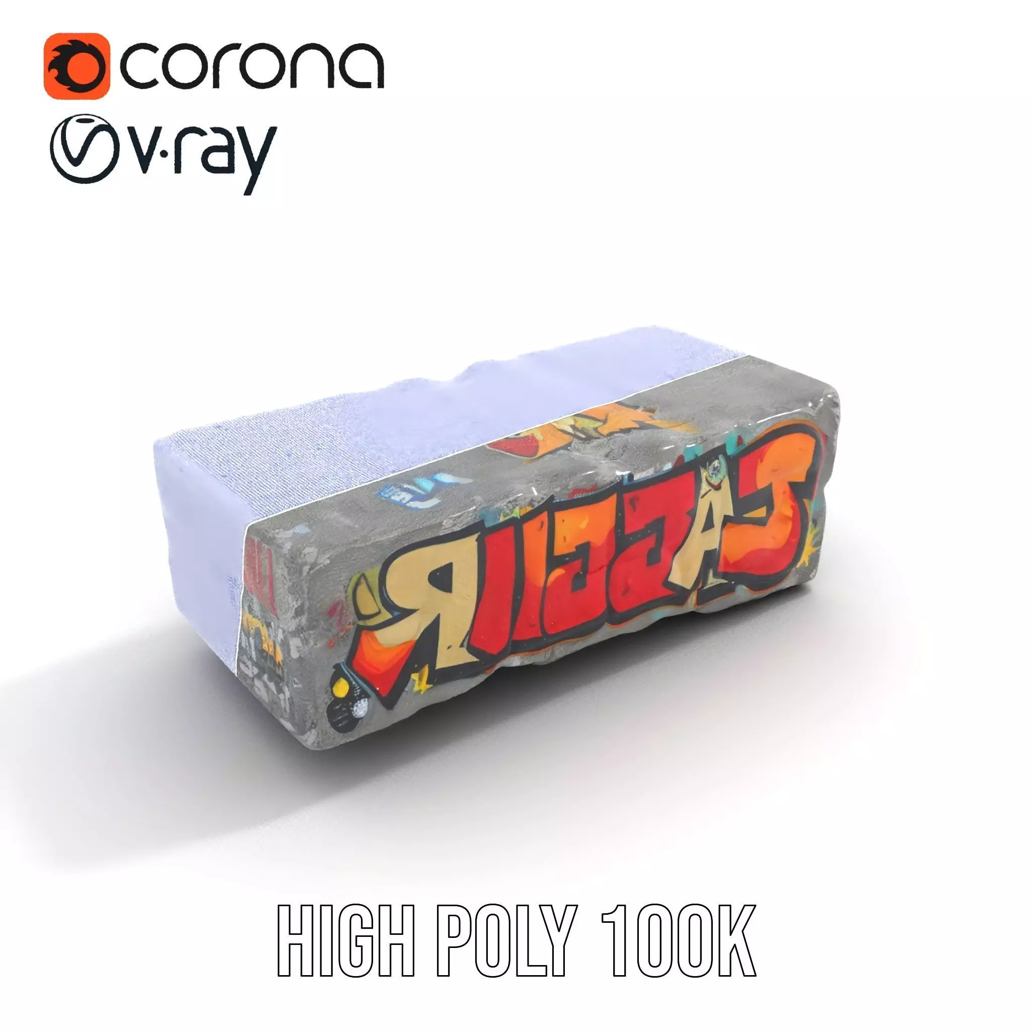 Graffiti Brick Wall model pack Low-poly 3D model_29