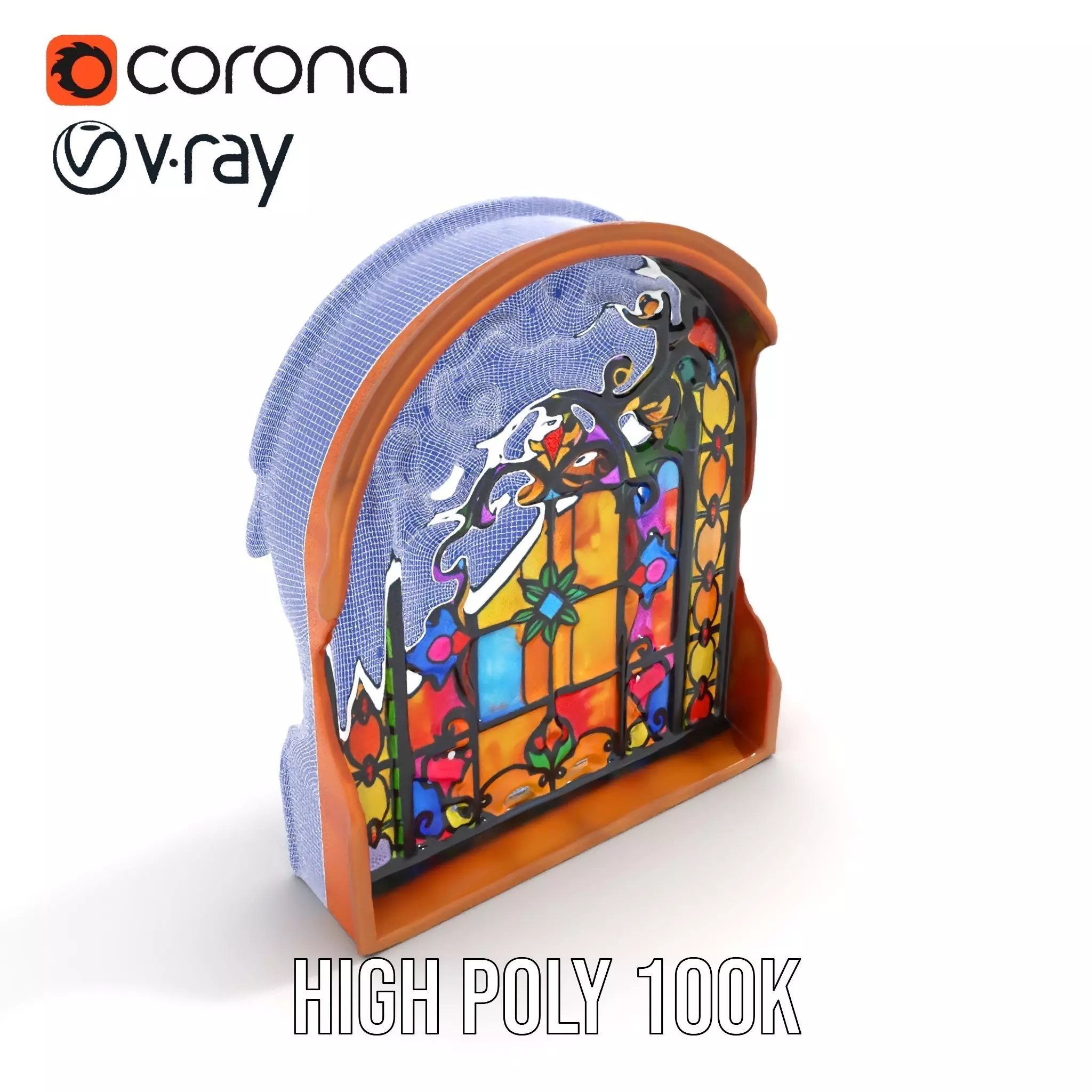 Vibrant Stained Glass Window model pack Low-poly 3D model_33