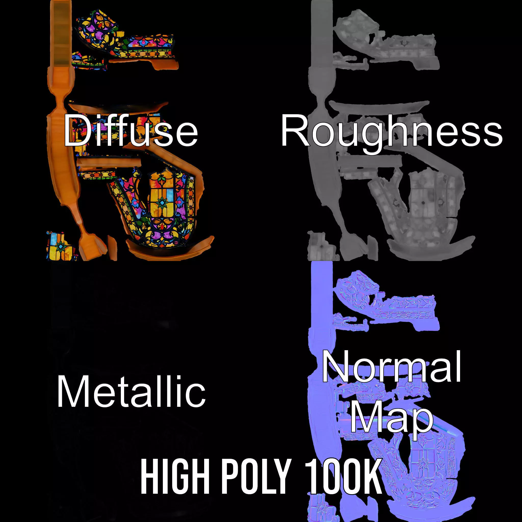 Vibrant Stained Glass Window model pack Low-poly 3D model_3