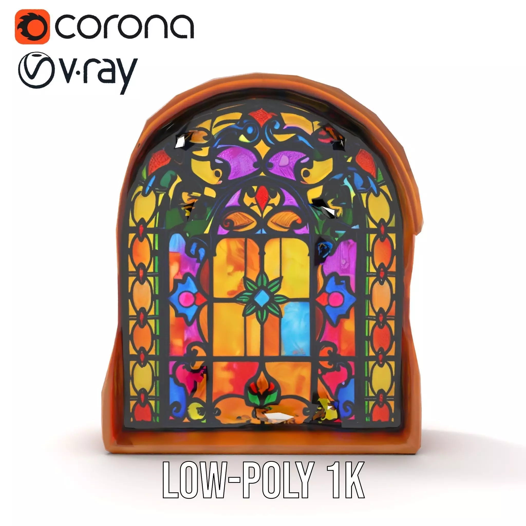 Vibrant Stained Glass Window model pack Low-poly 3D model_14