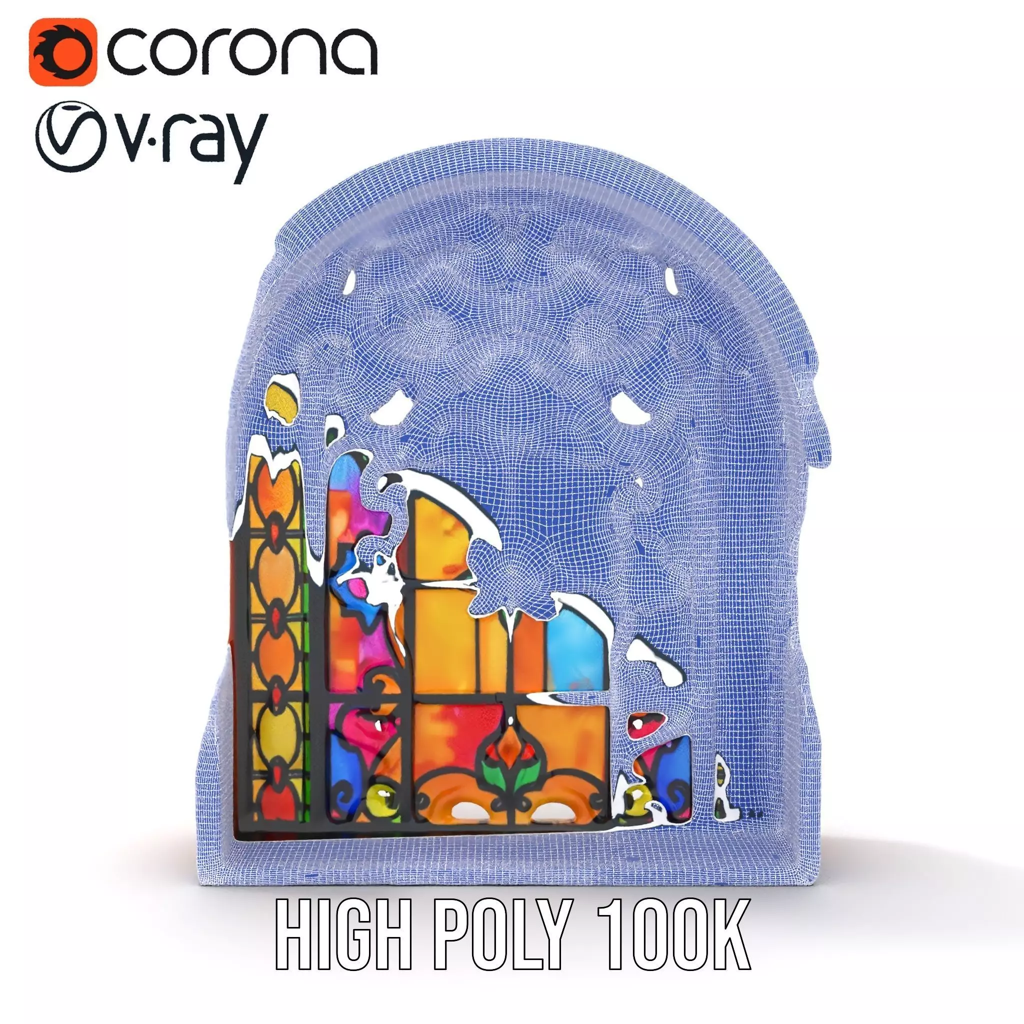 Vibrant Stained Glass Window model pack Low-poly 3D model_34