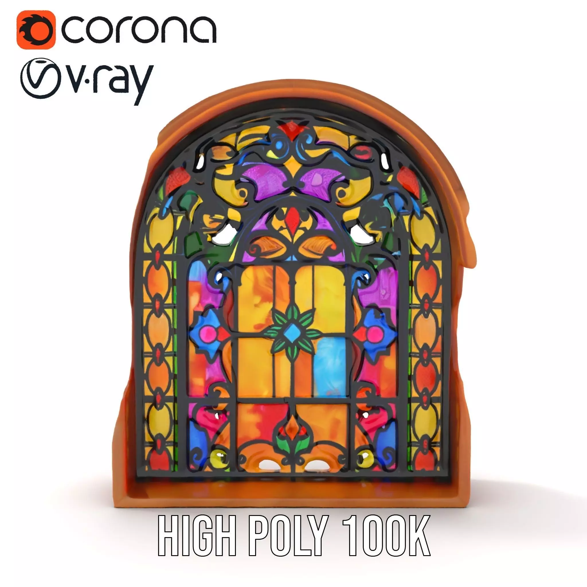 Vibrant Stained Glass Window model pack Low-poly 3D model_23