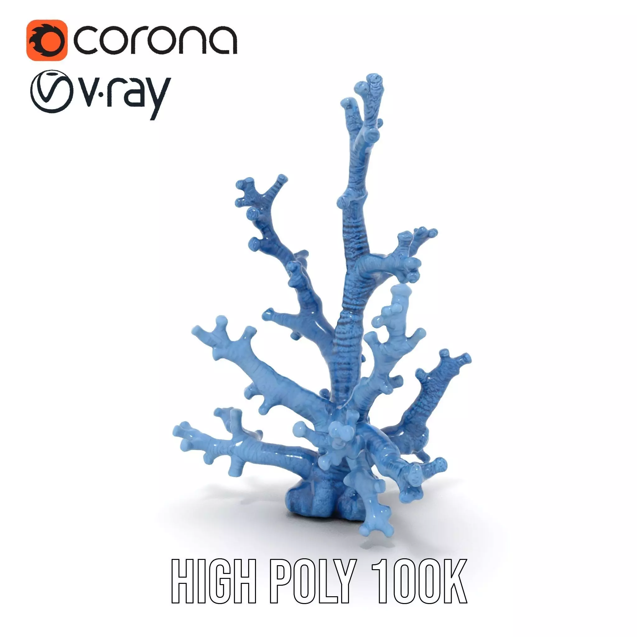 Blue Coral Sculpture model pack Low-poly 3D model_22