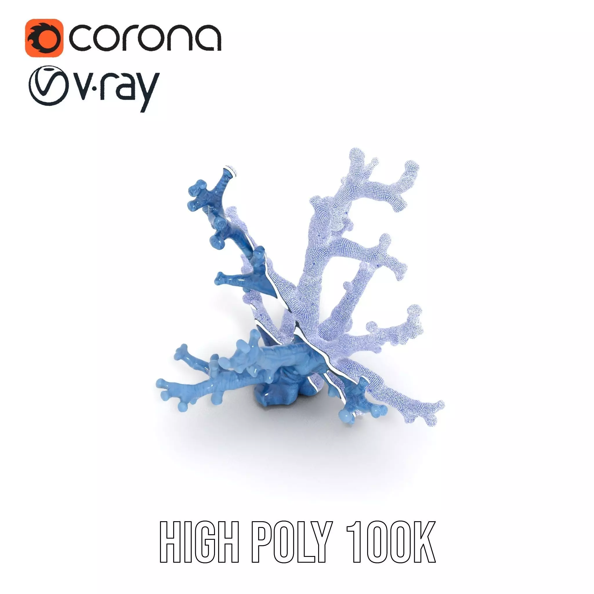 Blue Coral Sculpture model pack Low-poly 3D model_31